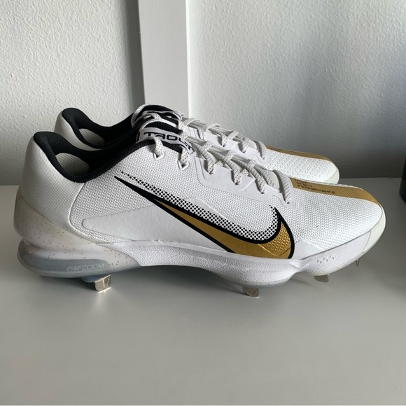 Nike Mens Force Zoom Trout 7 Pro White Gold 13 Baseball Metal Cleats CQ7224-106 - Picture 2 of 15